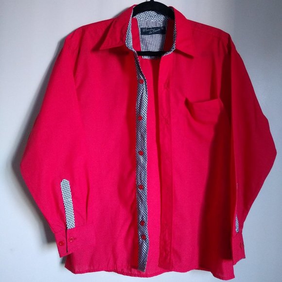 Franco De Mundo red button up shirt long sleeve fits size S - Picture 6 of 6